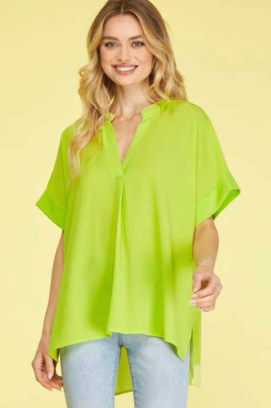 Neon Vneck Blouse