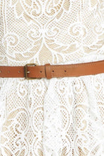 Load image into Gallery viewer, Belted Lace Strapless Dress
