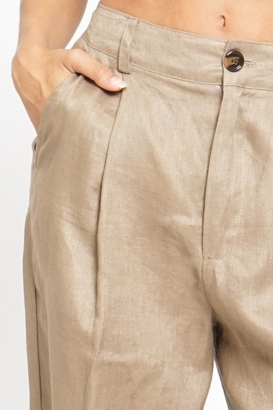 Linen Pleated Pants