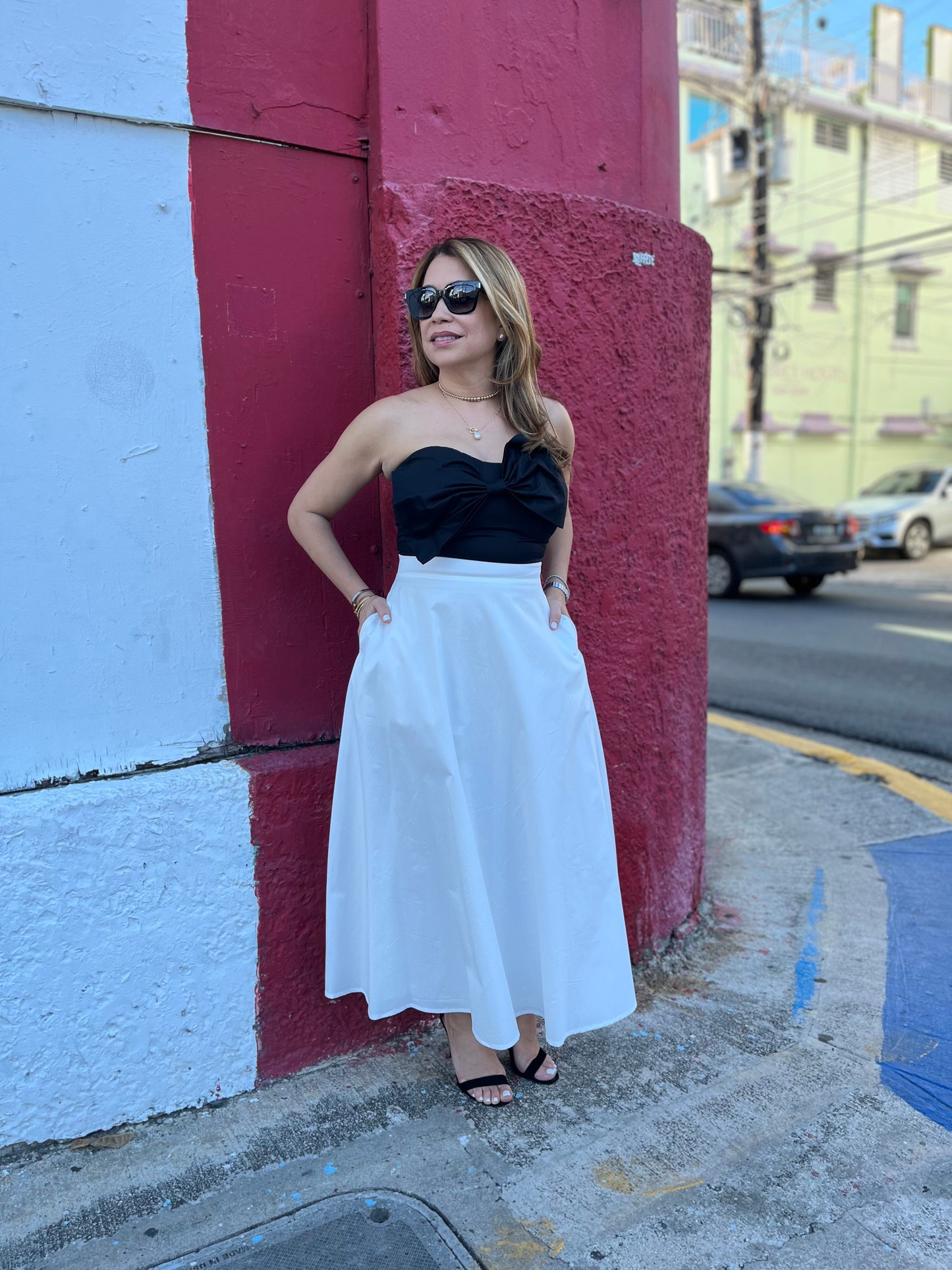 Strapless bow dress