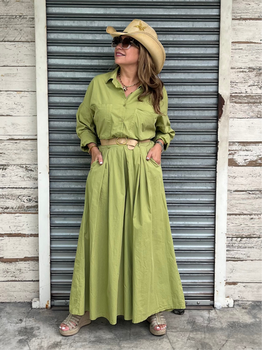 Cotton Palazzo with Belt (Pants ONLY)