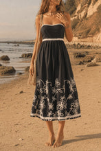 Load image into Gallery viewer, Black w/ white embroidery dress
