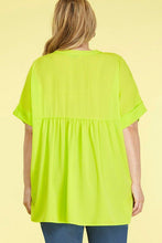 Load image into Gallery viewer, Neon Vneck Plus Size Blouse
