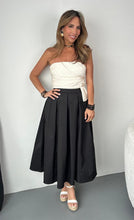 Load image into Gallery viewer, Strapless Black Ivory Midi Dress
