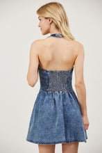 Load image into Gallery viewer, Halter denim mini dress
