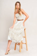 Load image into Gallery viewer, Belted Lace Strapless Dress
