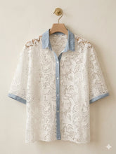Load image into Gallery viewer, Oversize Denim Lace Blouse

