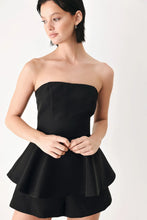 Load image into Gallery viewer, Black Strapless Peplum Romper
