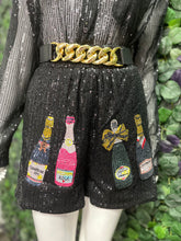 Load image into Gallery viewer, Champagne Black Sequins Shorts
