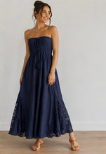 Load image into Gallery viewer, Strapless Linen Midi Dress
