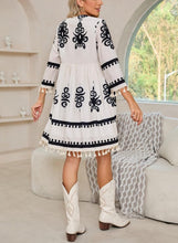 Load image into Gallery viewer, Black and White Embroidered Mini Dress
