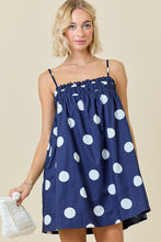 Load image into Gallery viewer, Navy Blue Polkadot Mini Dress
