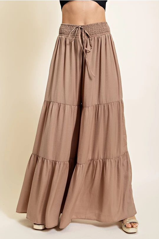 Drawstring Silk Palazzo Pants