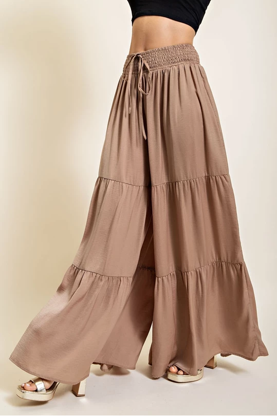 Drawstring Silk Palazzo Pants