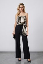 Load image into Gallery viewer, Striped Satin Strapless Tie Waist Top
