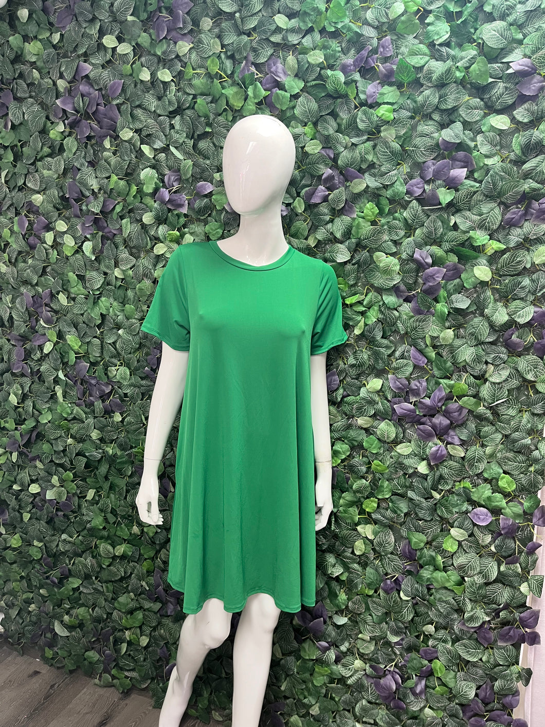 Basic Green Mini Dress