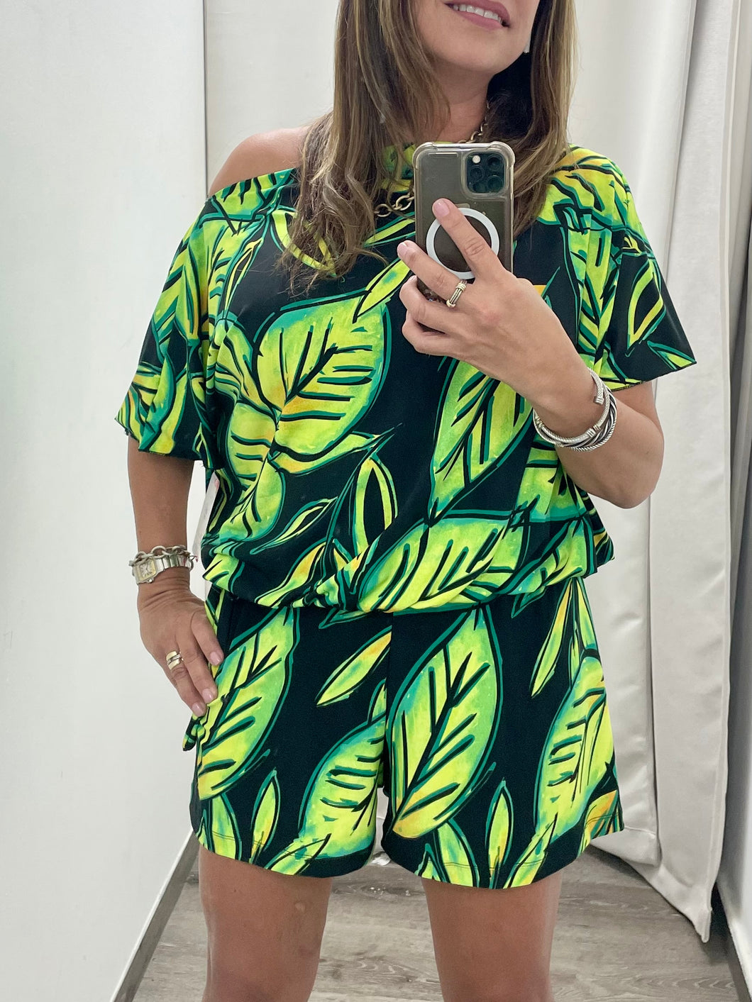 Leaf Print Shorts Set