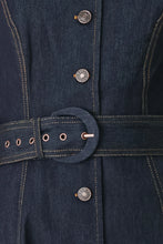 Load image into Gallery viewer, Romantic Dark Denim Woven Midi Dress
