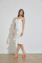 Load image into Gallery viewer, White Ruffled Slit Dress
