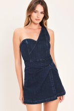 Load image into Gallery viewer, One Shoulder Denim Romper
