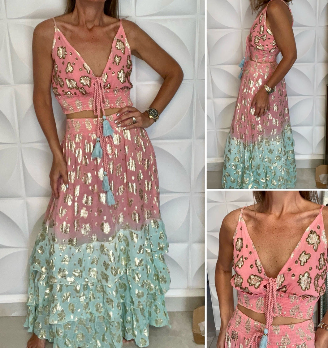 Boho Top and Maxi Skirt Set