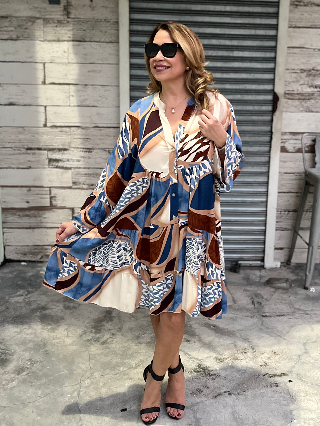 Abstract Print Mini Dress