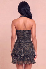 Load image into Gallery viewer, Metallic Knit Ruffle Hem Halter Mini Dress
