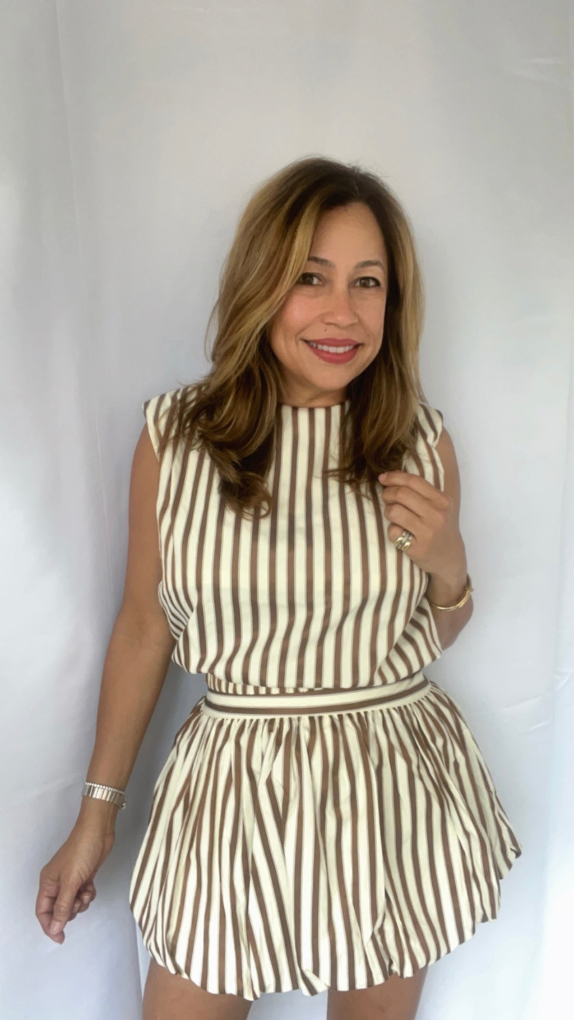 Shoulder pad stripes top
