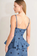 Load image into Gallery viewer, Midnight Polka Peplum Top
