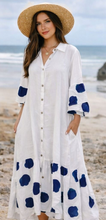 Load image into Gallery viewer, Linen Polka Dot Maxi Dress (Flowy Tunic)
