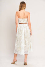 Load image into Gallery viewer, Belted Lace Strapless Dress
