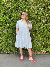 Load image into Gallery viewer, Pleated Denim Mini Dress
