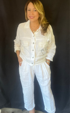 Load image into Gallery viewer, White Linen Jogger Pants
