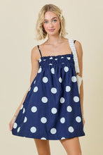 Load image into Gallery viewer, Navy Blue Polkadot Mini Dress
