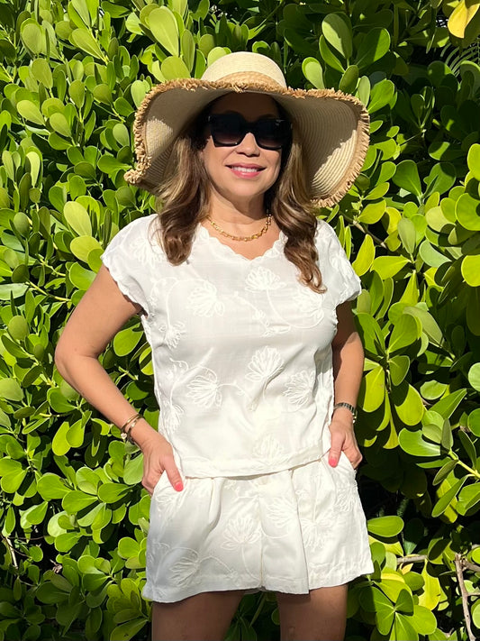 Short Sleeve Embroidered Set