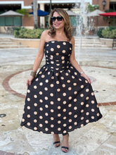 Load image into Gallery viewer, Polkadot Strapless Midi Dress
