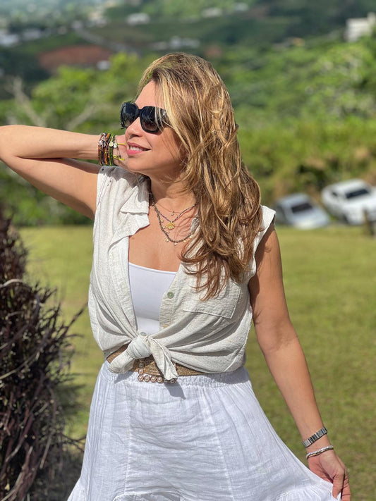 Sleeveless Metallic Blouse