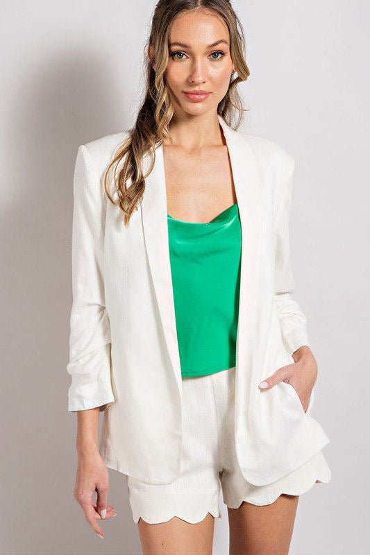 Plus Size Solid Blazer