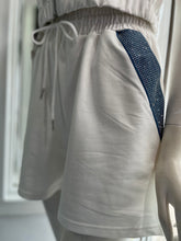 Load image into Gallery viewer, White Shorts Top Set w/ Sparkle Blue Detailing
