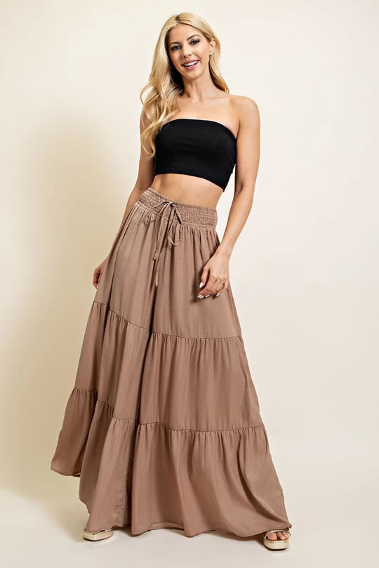 Drawstring Silk Palazzo Pants