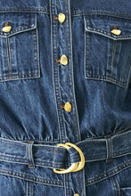 Load image into Gallery viewer, Belted Washed Denim Romper
