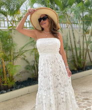 Load image into Gallery viewer, White Lace Strapless Dress
