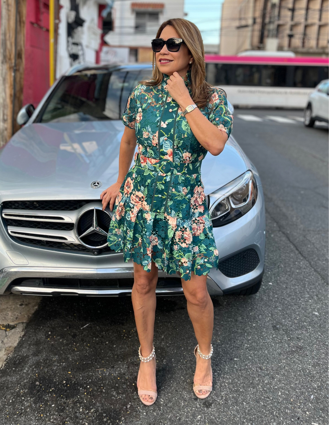 Green Floral Mini Dress