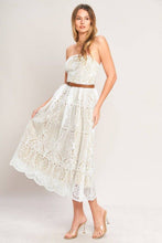 Load image into Gallery viewer, Belted Lace Strapless Dress
