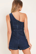 Load image into Gallery viewer, One Shoulder Denim Romper
