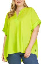 Load image into Gallery viewer, Neon Vneck Plus Size Blouse
