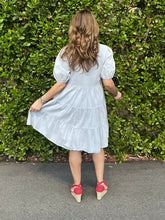 Load image into Gallery viewer, Pleated Denim Mini Dress

