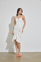 Load image into Gallery viewer, White Ruffled Slit Dress
