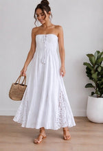 Load image into Gallery viewer, Strapless Linen Midi Dress
