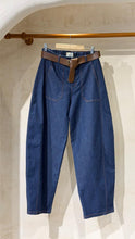 Load image into Gallery viewer, Belted Denim Barrel Pants
